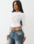 True Religion Crystal Cupid Ls Baby Tee Optic White