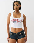 True Religion Crystal Rib Crop Tank Optic White