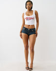 True Religion Crystal Rib Crop Tank Optic White