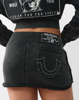TRUE RELIGION SKIRT MINI VINTAGE WASHED JET BLACK