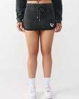TRUE RELIGION SKIRT MINI VINTAGE WASHED JET BLACK