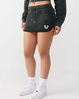 TRUE RELIGION SKIRT MINI VINTAGE WASHED JET BLACK