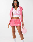 TRUE RELIGION SKIRT MINI VINTAGE WASHED CAMELLIA ROSE