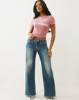 True Religion Wing Crystal Baby Tee Nostalgia Rose