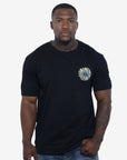 Capone T-Shirt Mexican Embroidered Flower Black-Blue