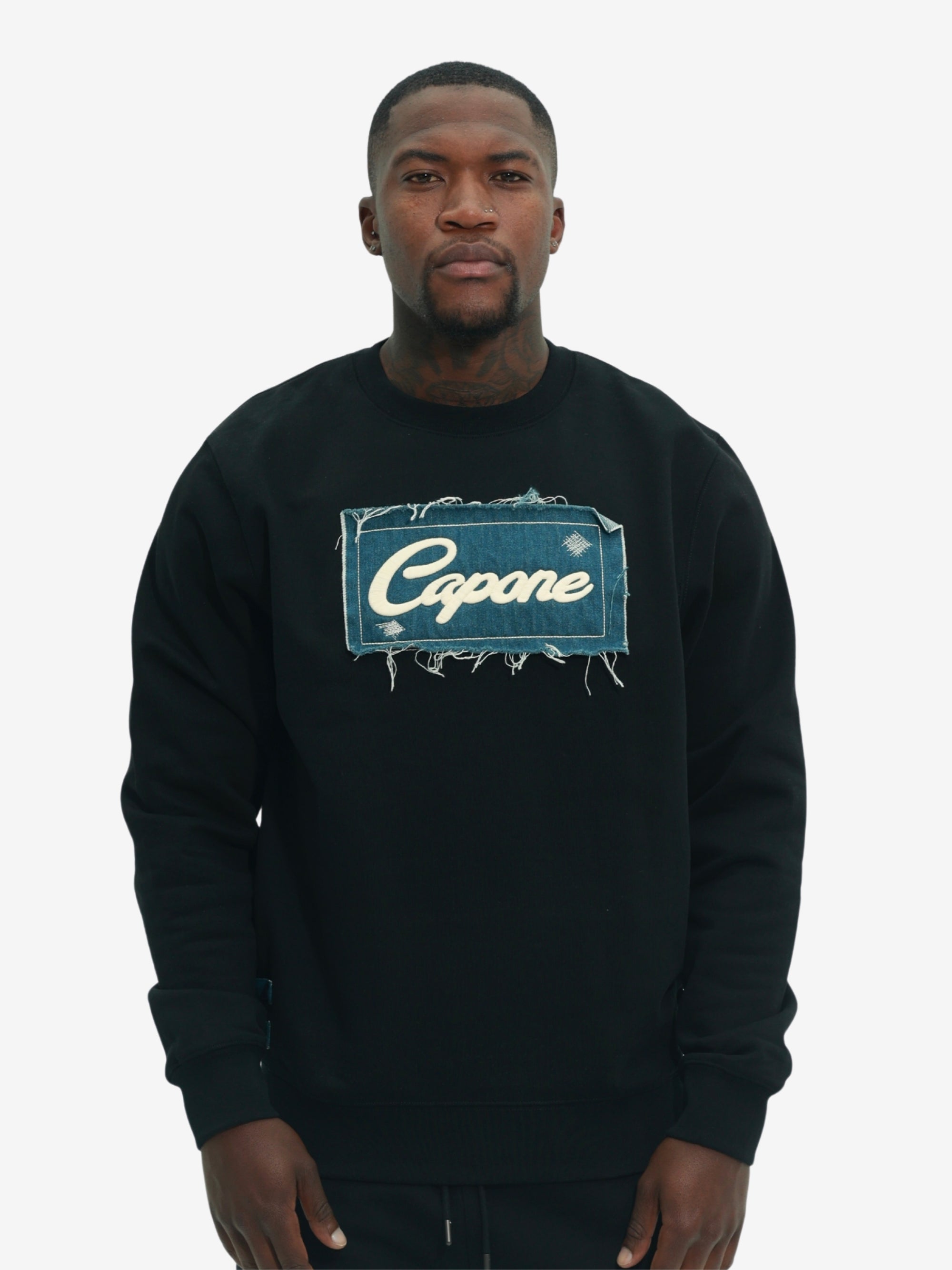 Capone Sweater Denim Patch Logo Black