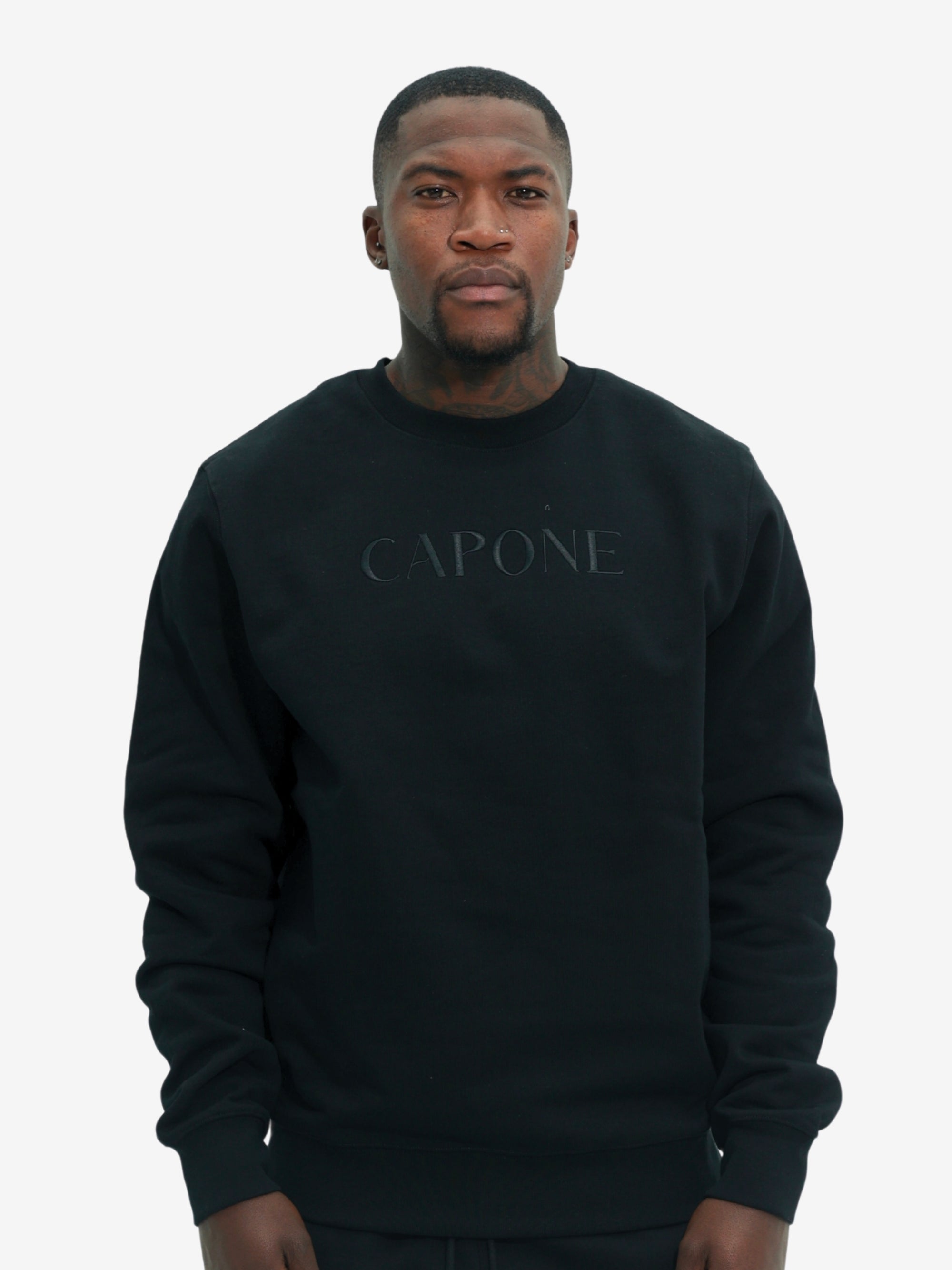 Capone Tops Capone Sweater Back Embroidered Print Black – AL Capone Premium