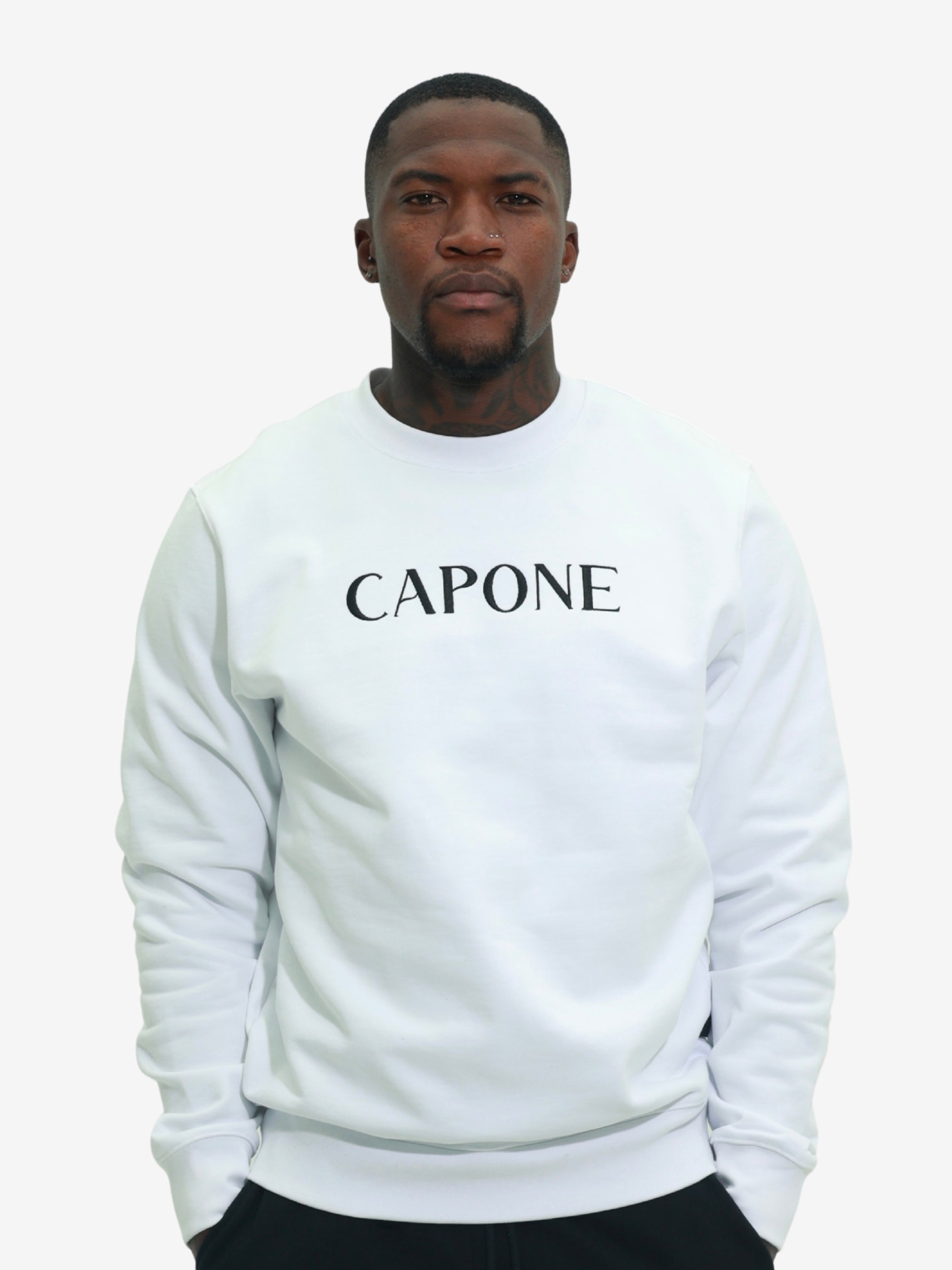 Capone Sweater Back Embroidered Print White