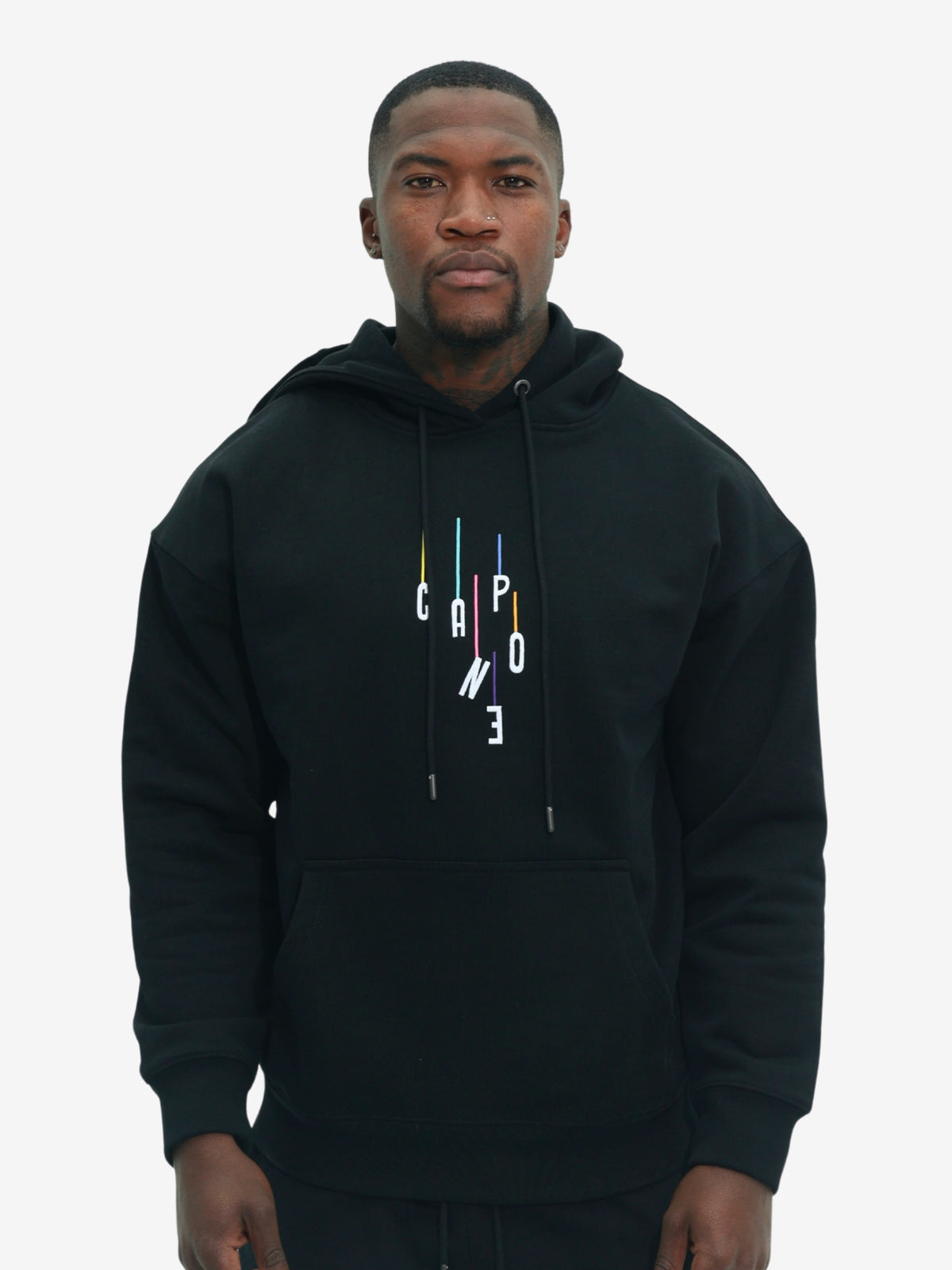 Designer Capone Capone Sweater Hooded Colourful Backprint Black – AL Capone Premium
