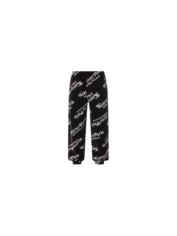 Kenzo Track Pants Allover Print Logo Black