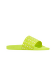 Mcm Slide Ladies Allover Logo Print Lime - 2