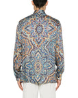 Etro Shirt Long Paisley-Print Blue