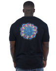 Capone T-Shirt Mexican Embroidered Flower Black-Blue