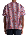 Etro T-Shirt Striped Allover Print Red-Blue