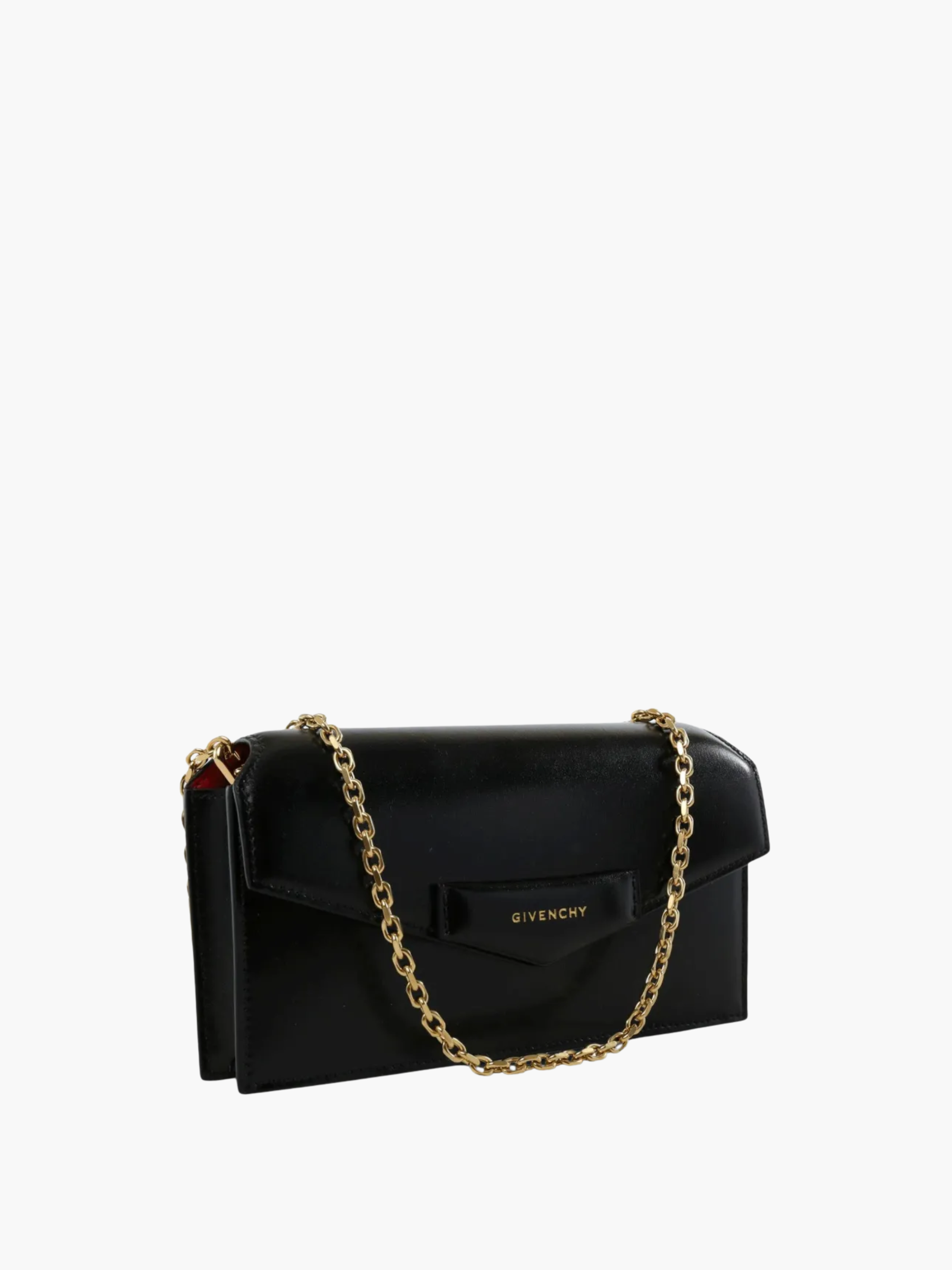 Givenchy Clutch Gold Logo Embossed Black