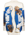 Msgm Shirt Allover Dog Print Blue-White-Brown