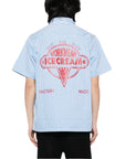 Icecream Quarter Zip Work Shirt Blue Stripe