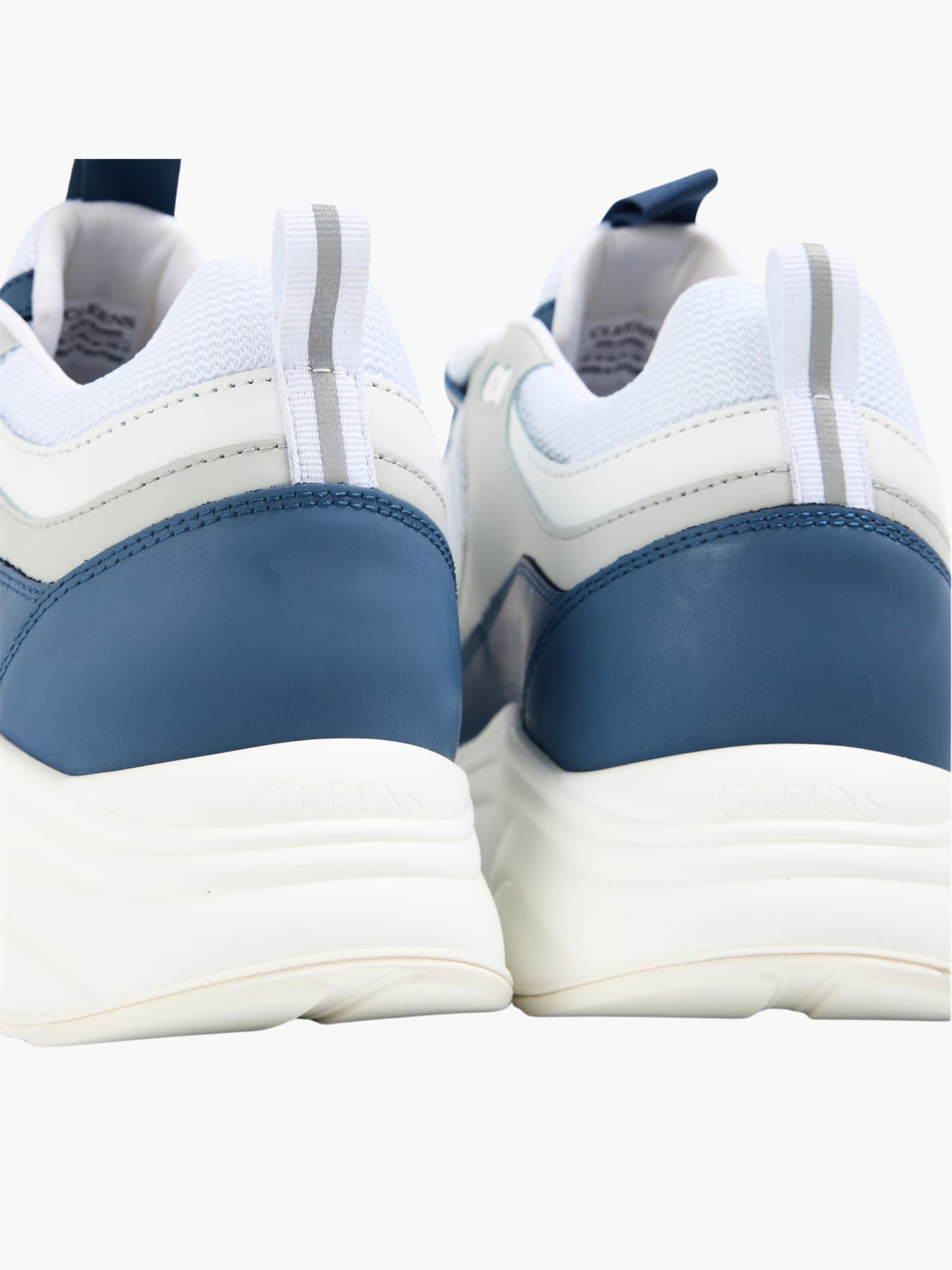 Cleens Sneakers C19 Navy Border Lace Up Beige/White
