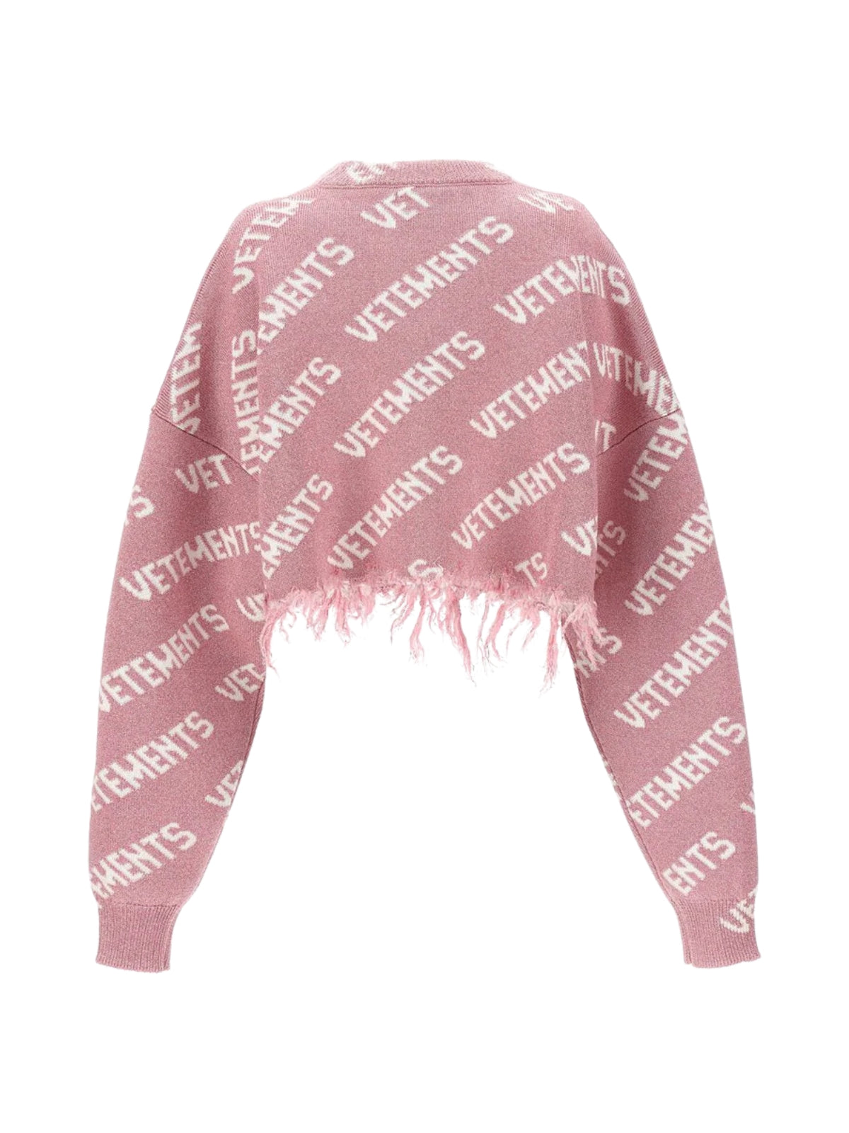 Vetements Sweater Ladies Crop Allover Logo Pink - 2