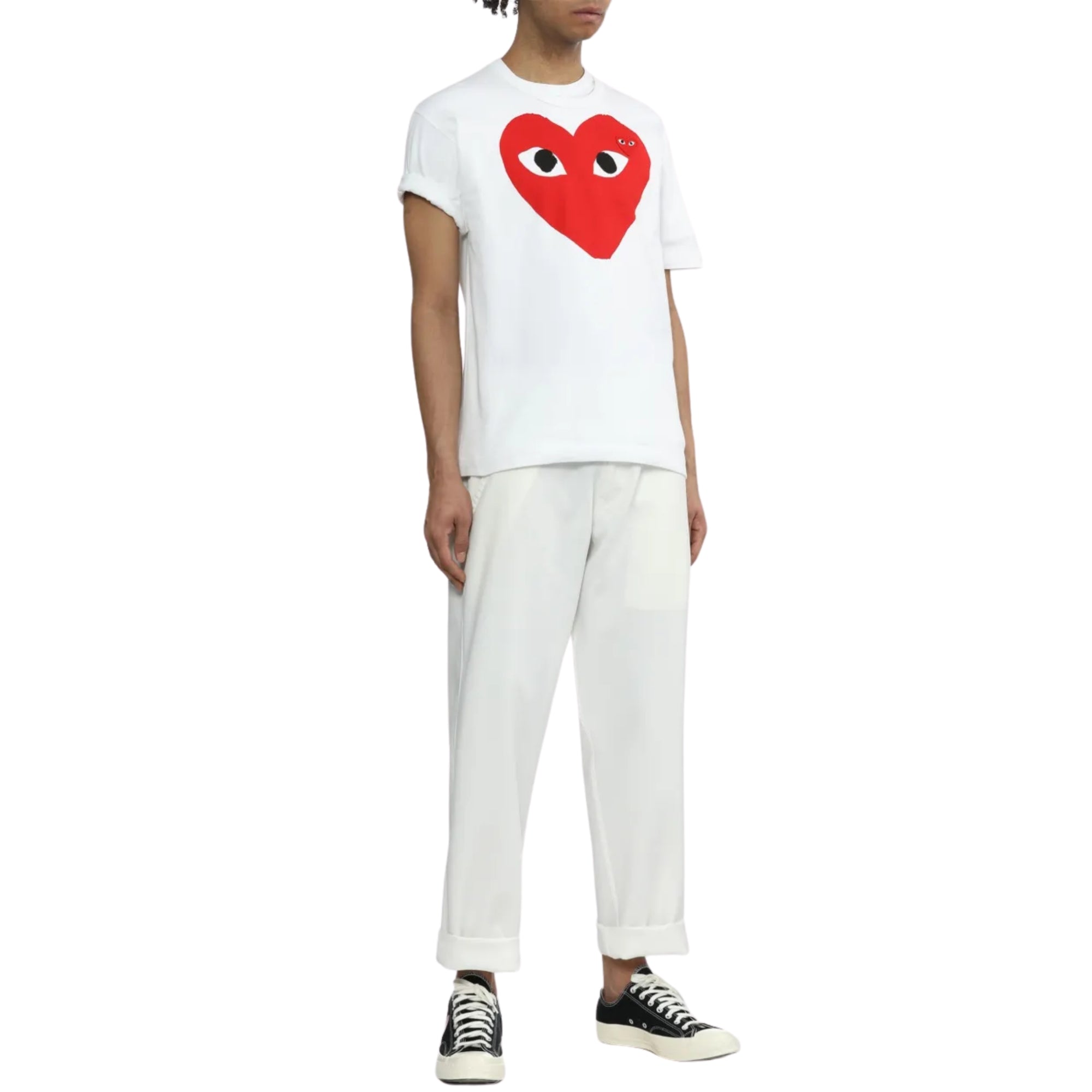 Comme Des Garcons T-Shirt Big Heart Red-White