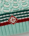 Casablanca Beanie Textured Knit Mint-Red-White