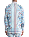 Etro Shirt Paisley With Stripes Blue