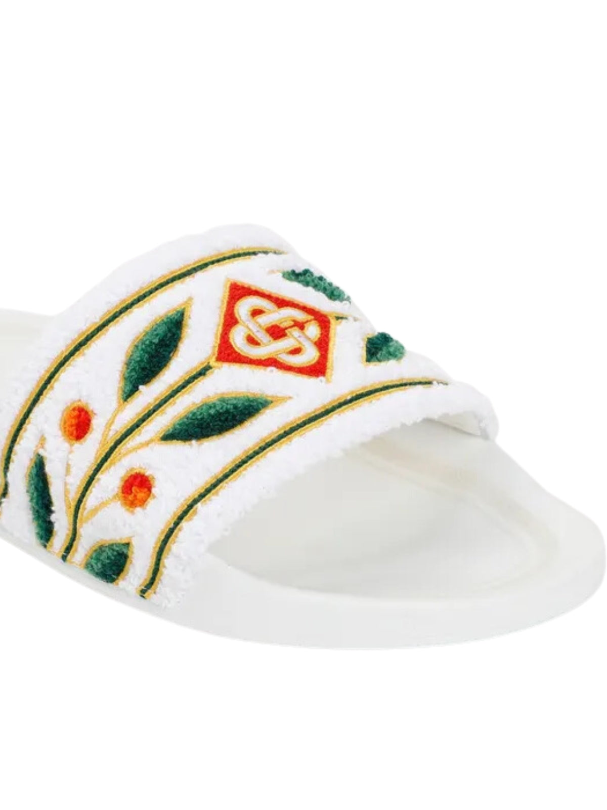 Casablanca Slide Embroidered Terry White Laurel