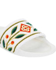 Casablanca Slide Embroidered Terry White Laurel