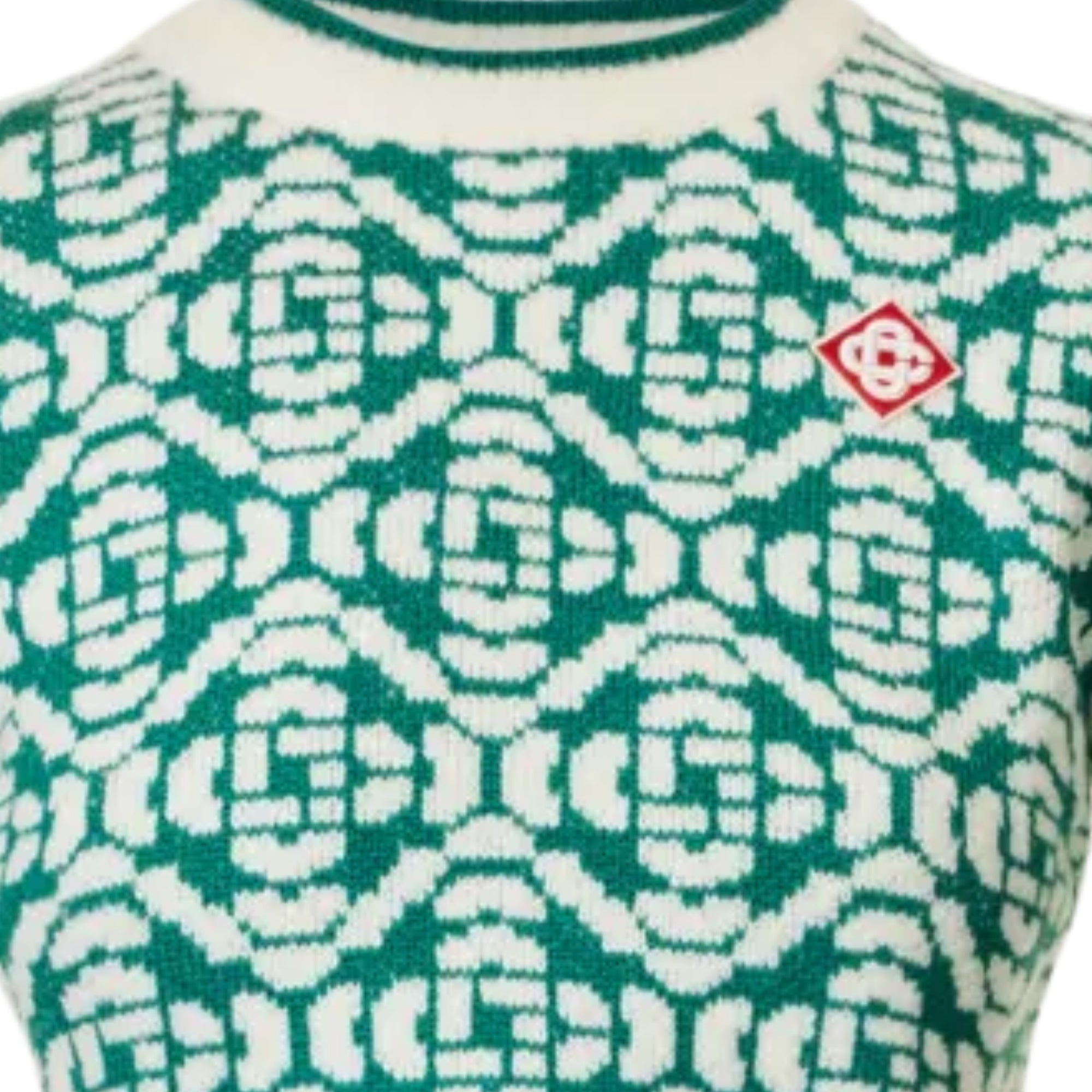 Casablanca Sweater Wool Blend Knit Green/White