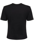 Msgm T-Shirt Ladies Diamante Logo Black - 2