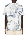 Jil Sander T-Shirt Allover Owl Print White-Blue