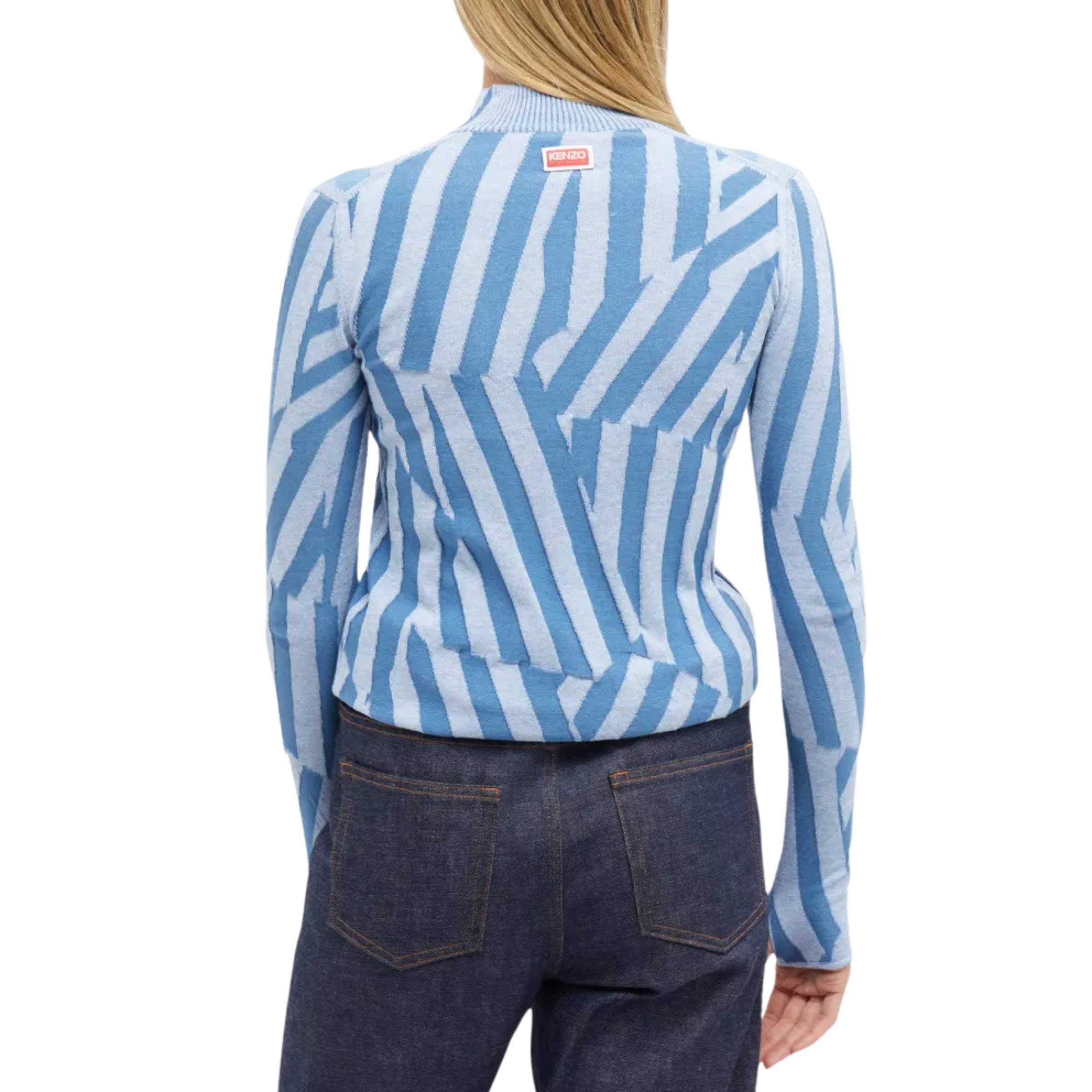 Kenzo Sweater Ladies Allover Stripes Cyan - AL Capone Premium