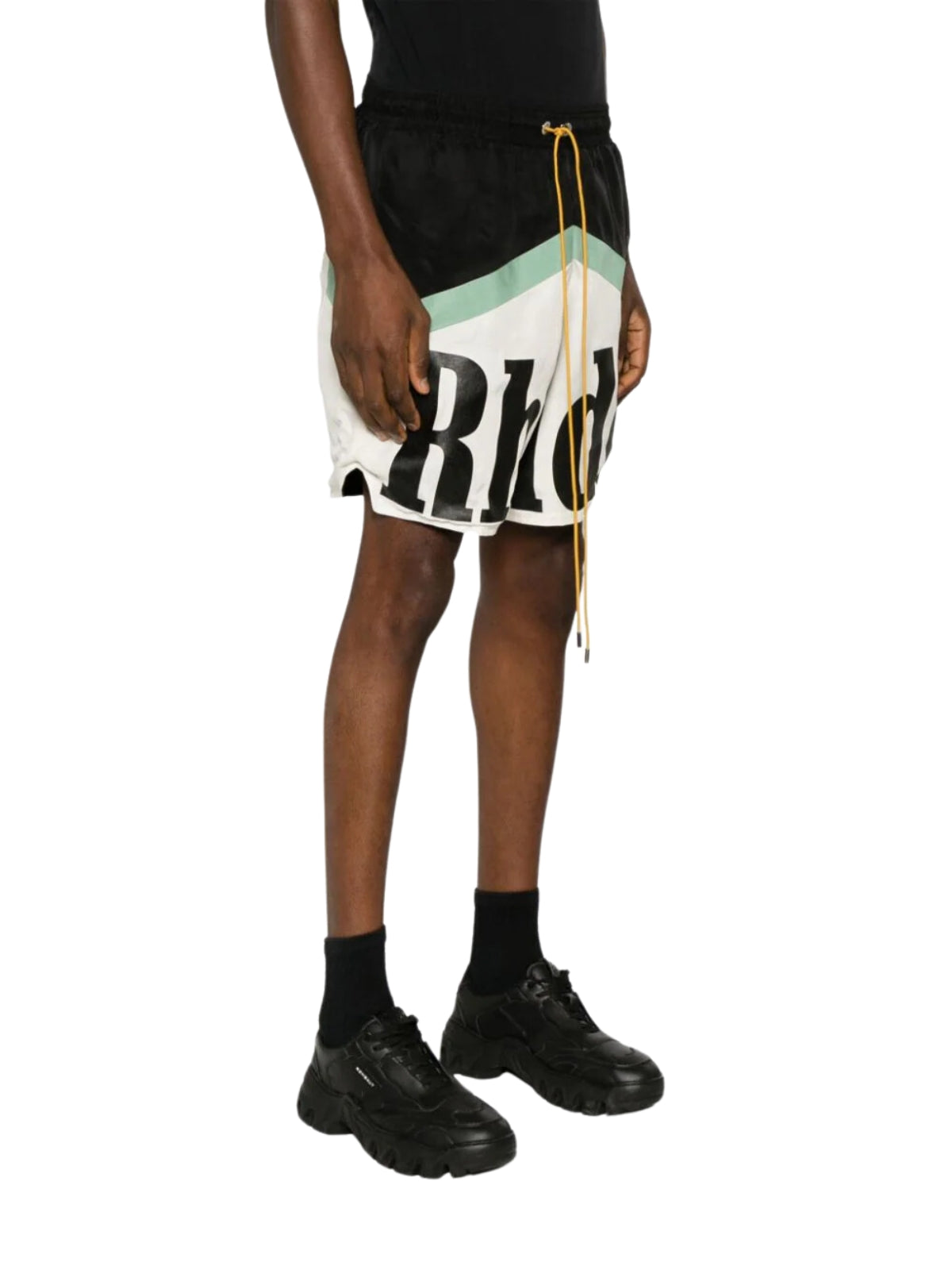 Rhude Shorts Awakeing Logo Black-Green-Cream - 3