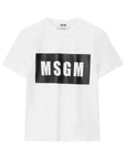 Msgm T-Shirt Block Logo Cream-Black