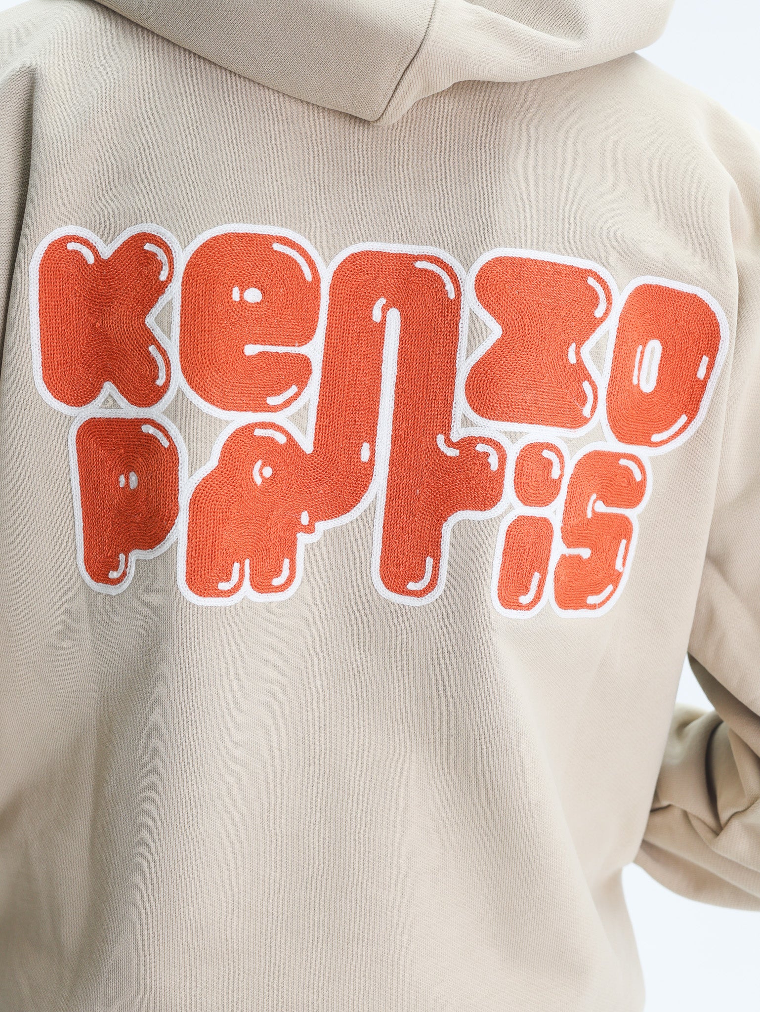 Kenzo Zip Up Hoodie Elephant Logo Beige
