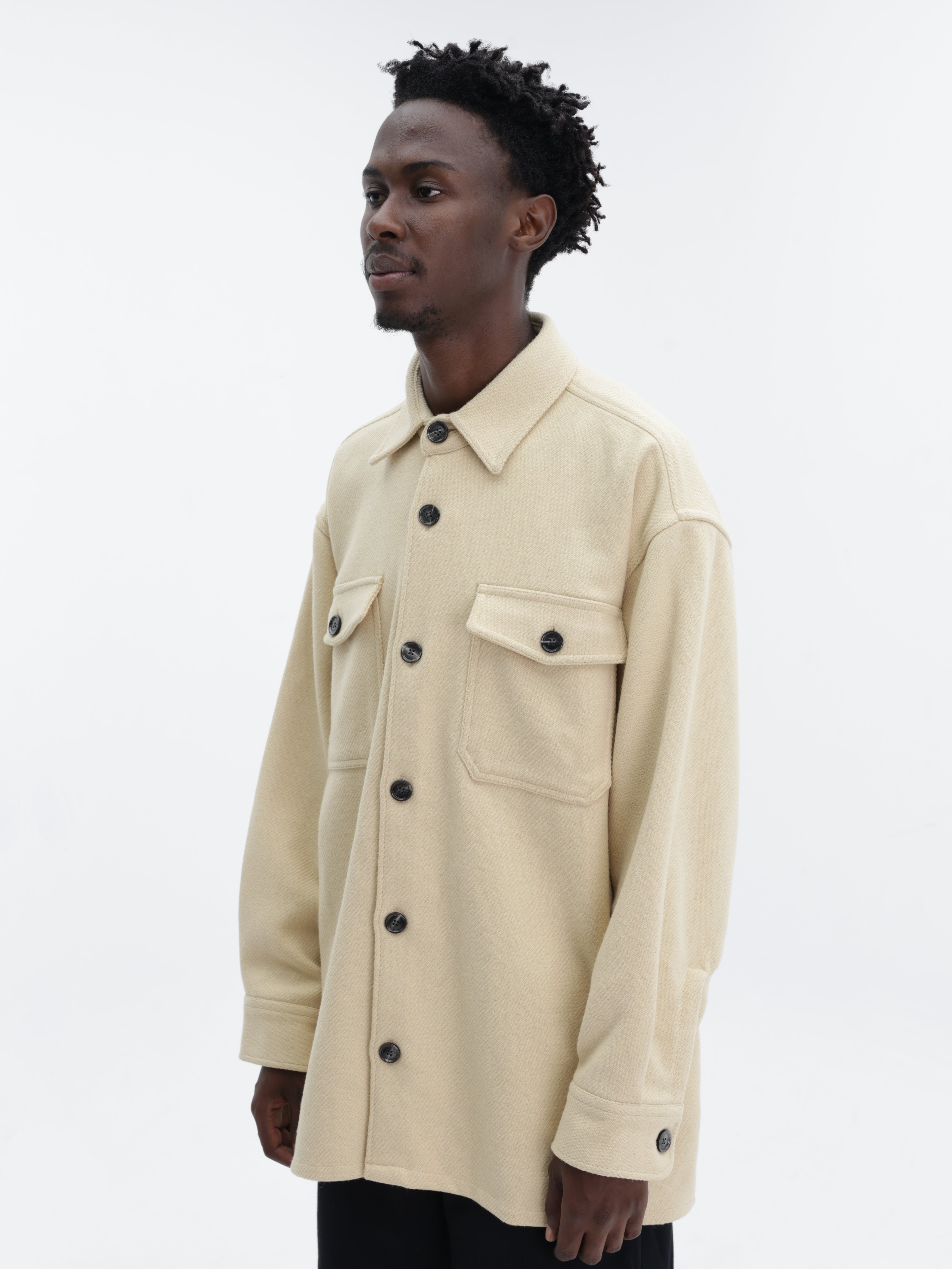 Ami Shirt Spread Collar Wool Blend Off-White - AL Capone Premium