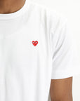 Comme Des Garcons T-Shirt Red Emblem Mesh White