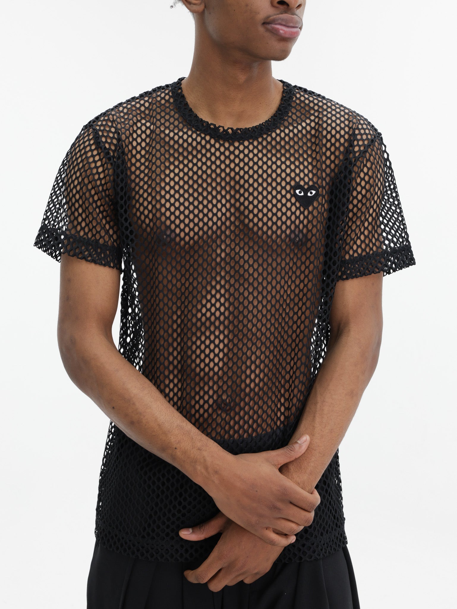 Comme Des Garcons T-Shirt Black Emblem Mesh Black