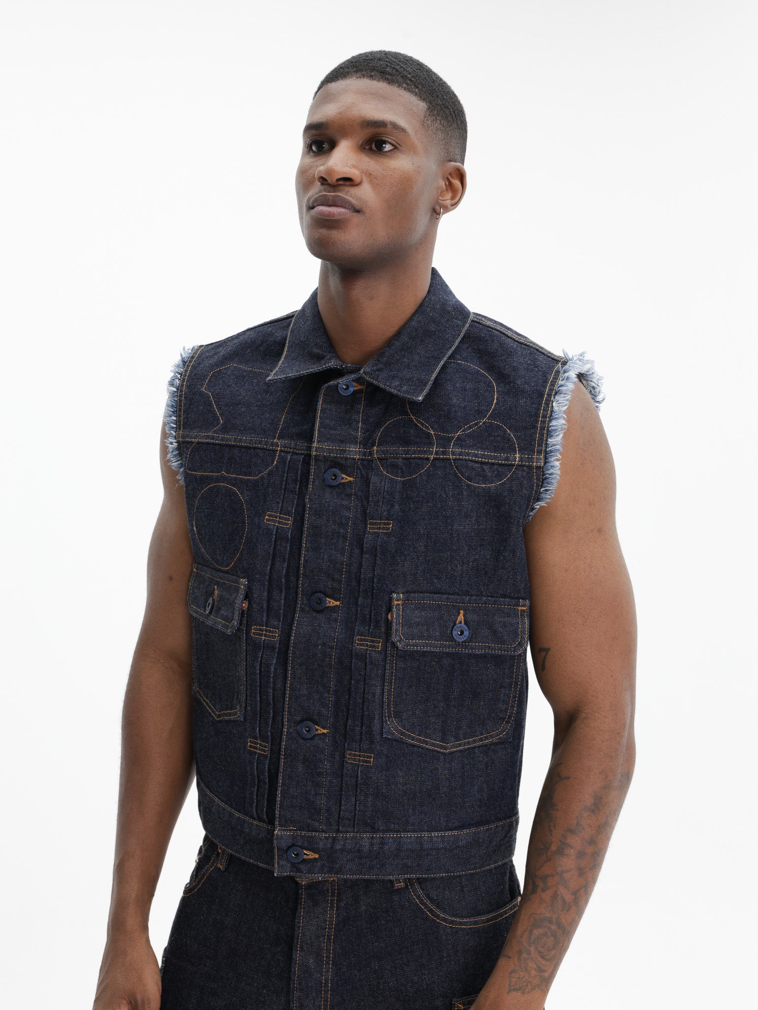 Kenzo Trucker Cut Off Badges Dm Rinse Blue Denim - AL Capone Premium