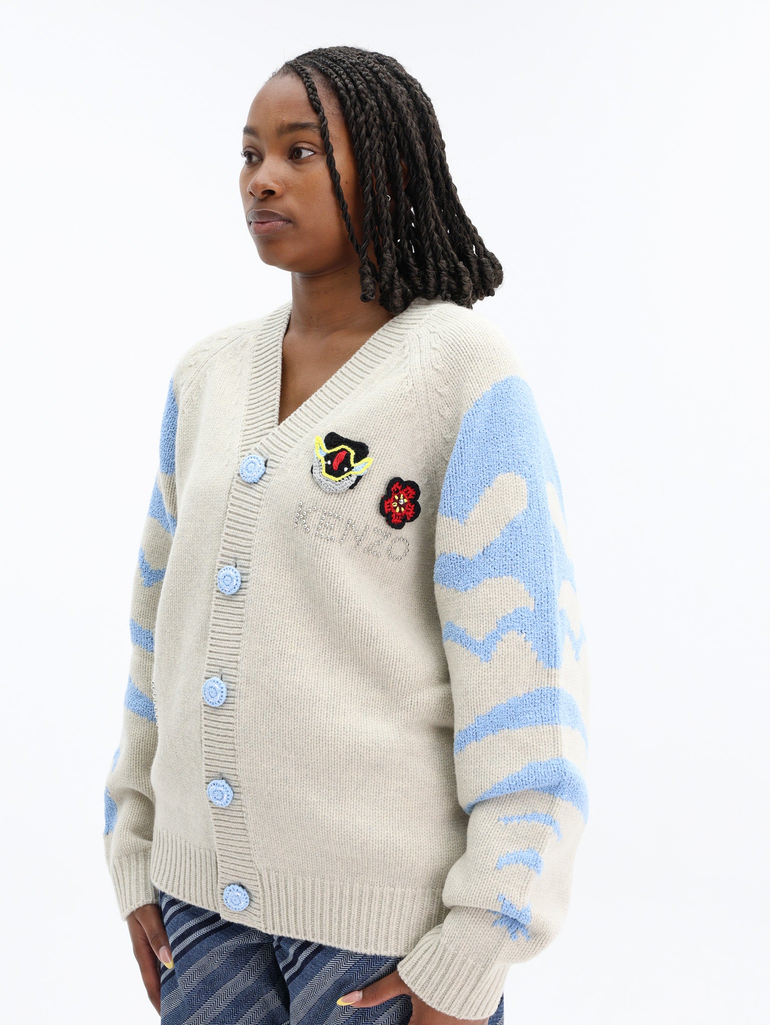 Kenzo Cardigan Logo Pale Grey-Blue - AL Capone Premium