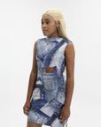 Chiara Ferragni Dress Long Denim Patchwork Blue