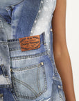 Chiara Ferragni Dress Long Denim Patchwork Blue