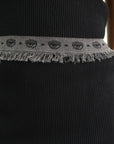 Chiara Ferragni Crew Sleeveless Knit Fringe Black