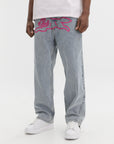 Ice-cream Pants Pink Dog Logo Light Wash