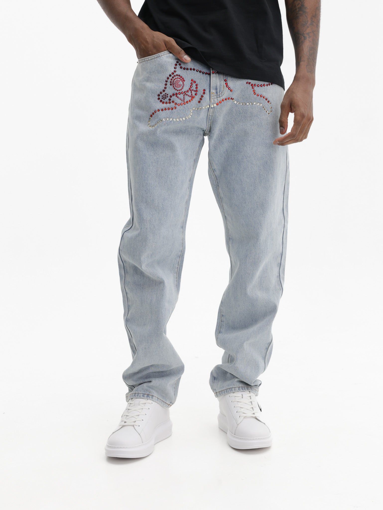 Ice-cream Pants Red Running Dog Light Wash