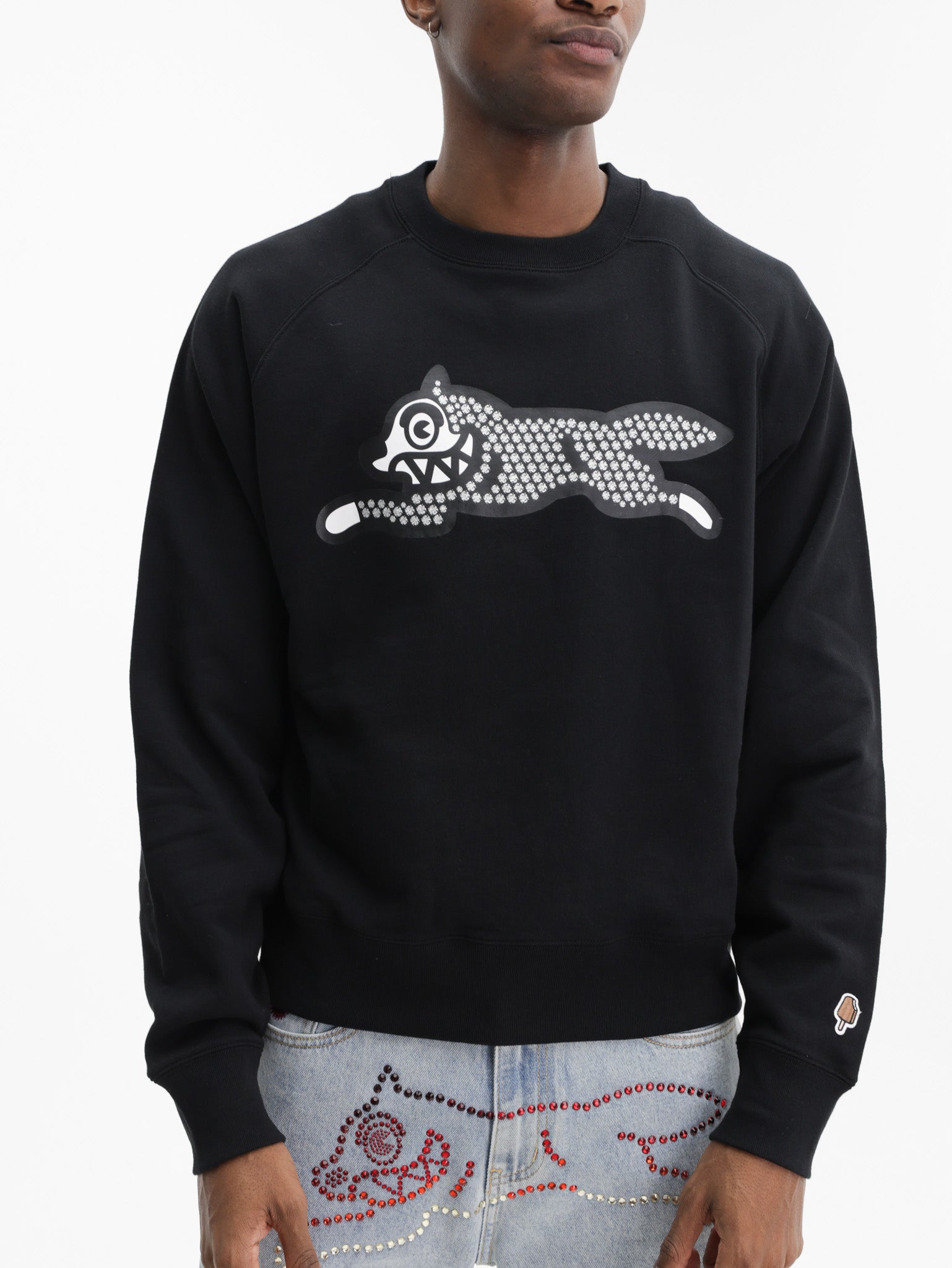 Ice-cream Sweater Glitter Running Dog Black