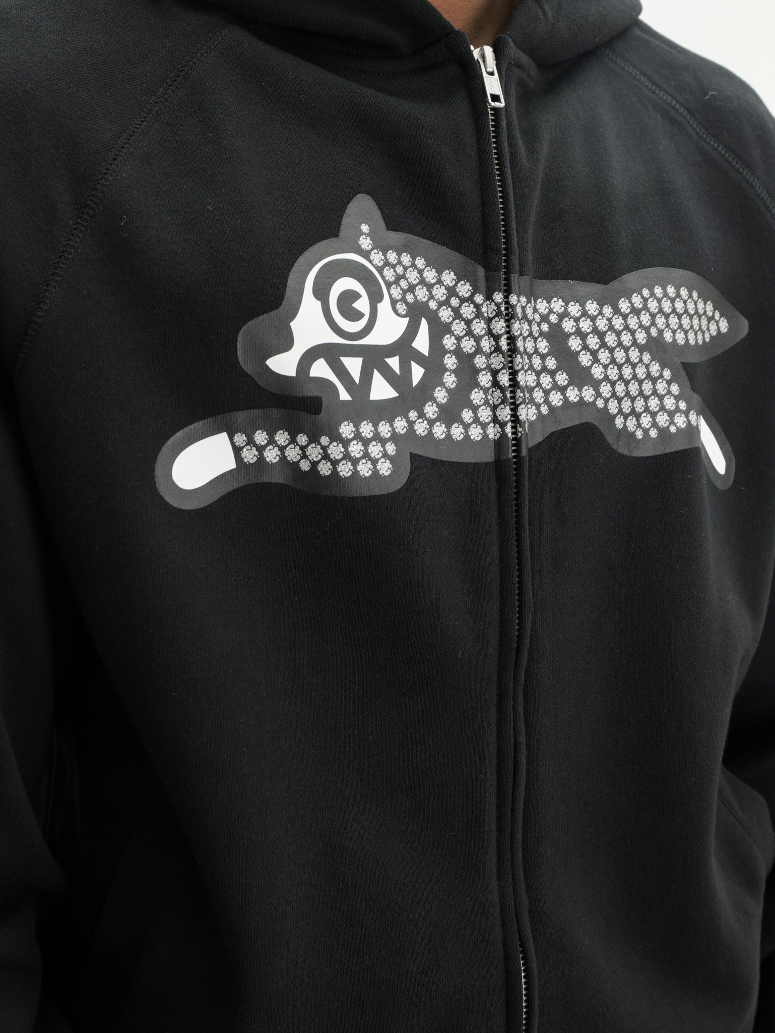 Ice-cream Hoodie Glitter Running Dog Black