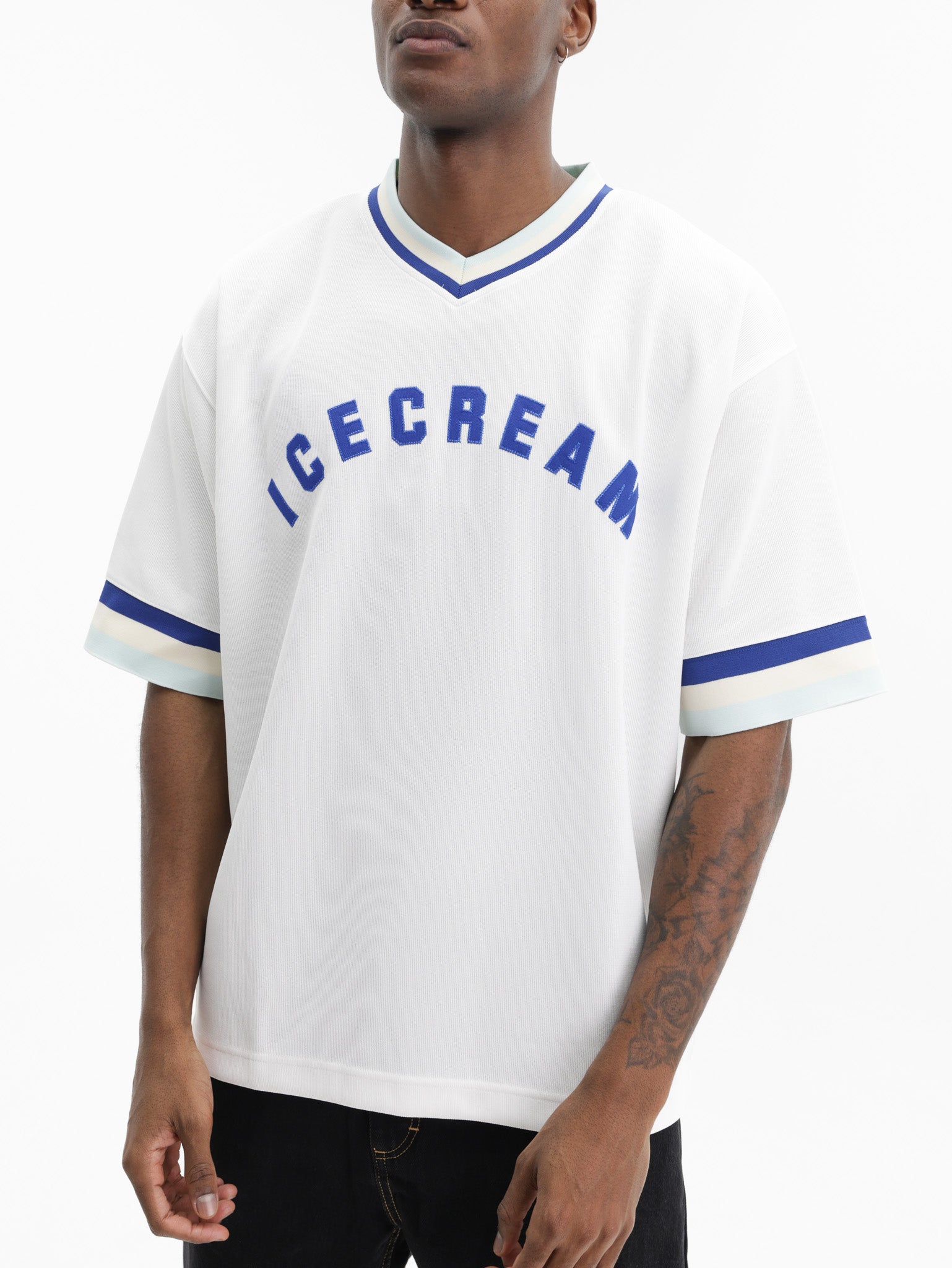 Ice-cream T-Shirt V-neck Sports Jersey White
