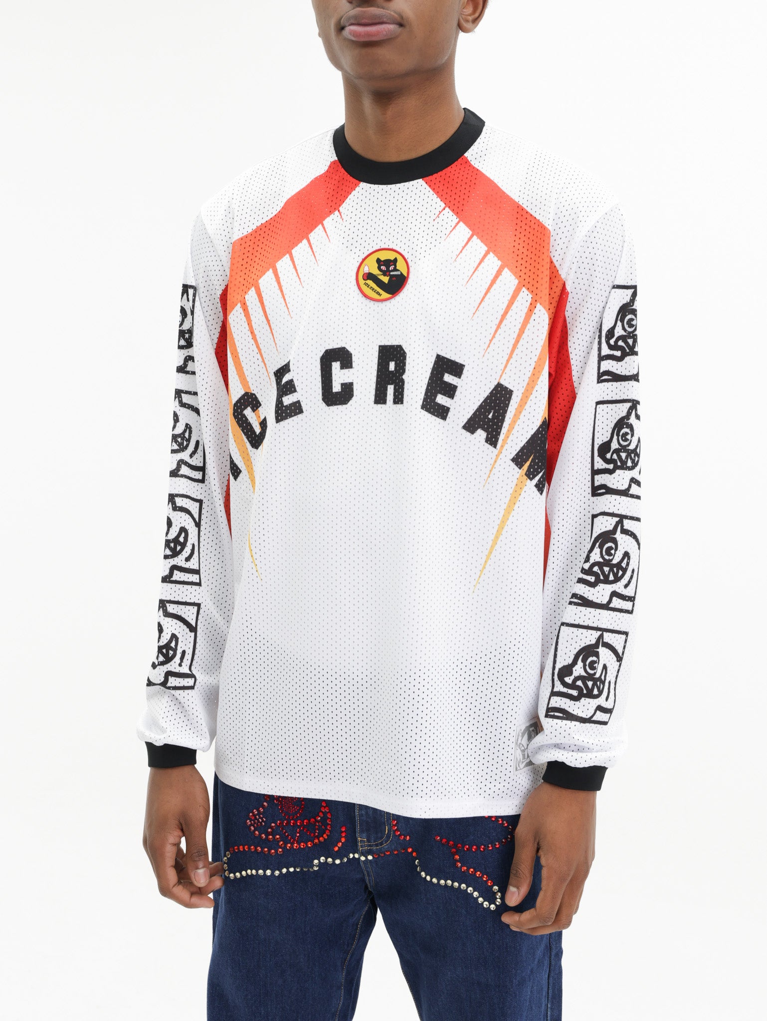 Ice-cream Sweater Red/blue Mesh Logo White