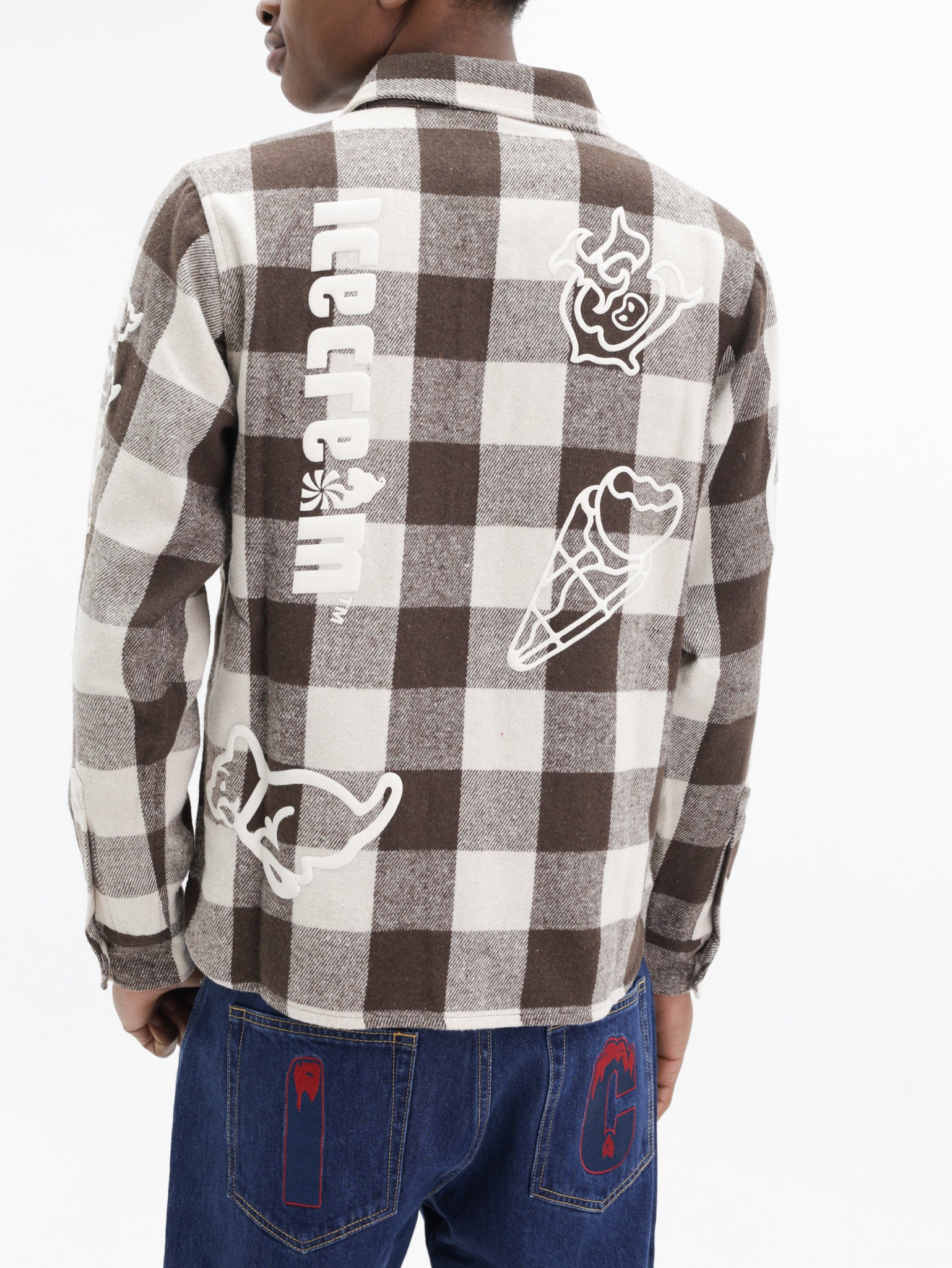 Ice-cream Shirt Multi Logo Check Brown